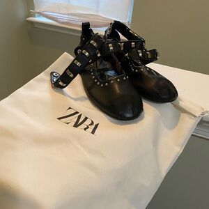 Zara Black Studded Flats